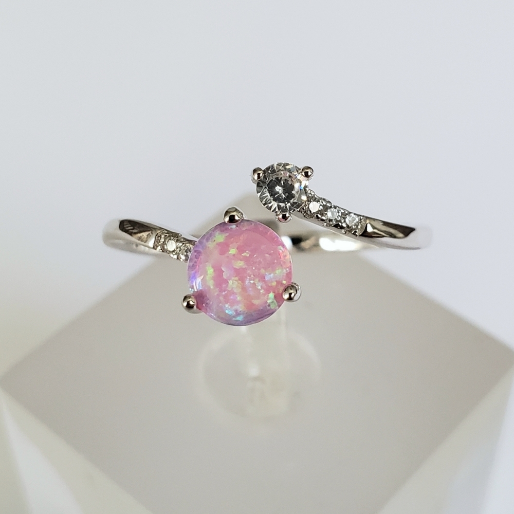Sterling Silver Pink Opal Ring - Picture 3 of 8